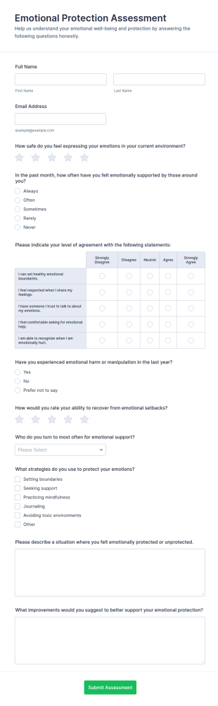 Emotional Protection Assessment Form Template