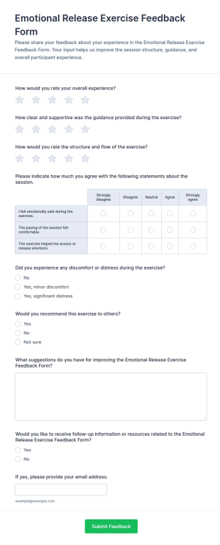 Emotional Release Exercise Feedback Form Template
