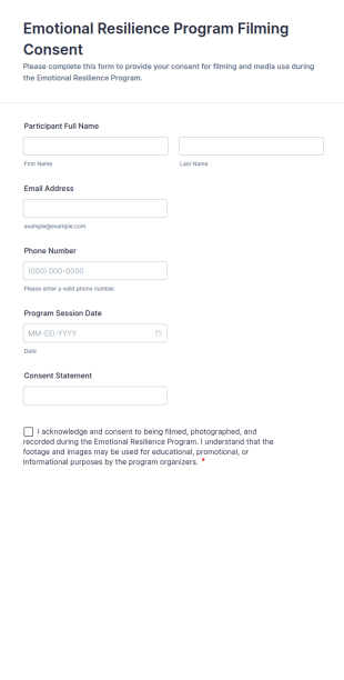 Emotional Resilience Program Filming Consent Form Template