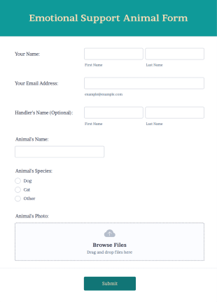 Emotional Support Animal Form Template