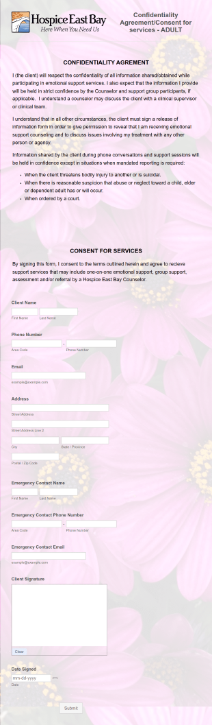 Emotional Support Services Consent Form Template