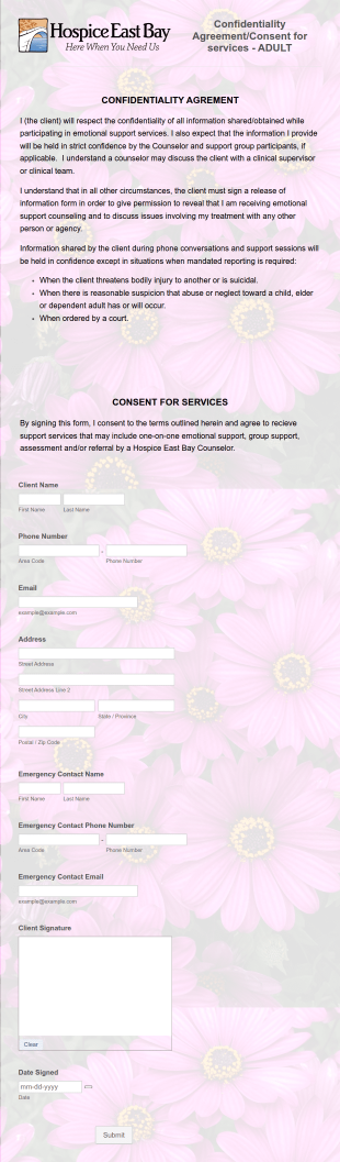 Emotional Support Services Consent Form Template