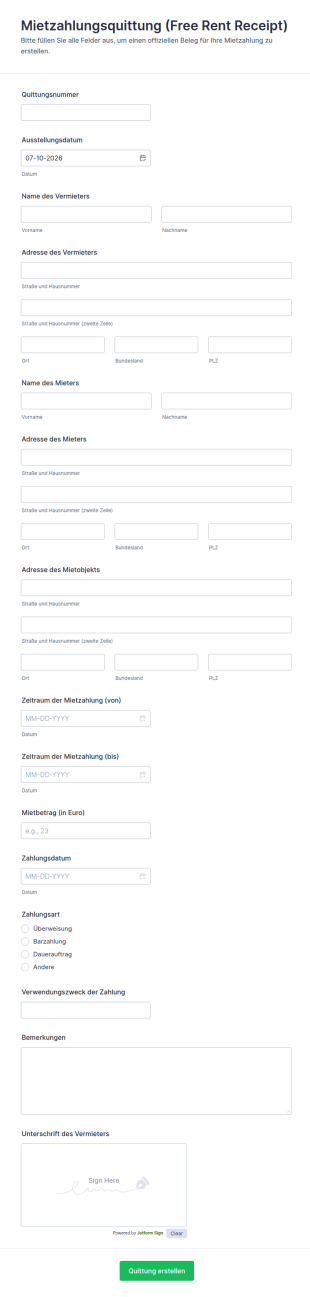 Empfangsbestätigung Für Mietfreikost