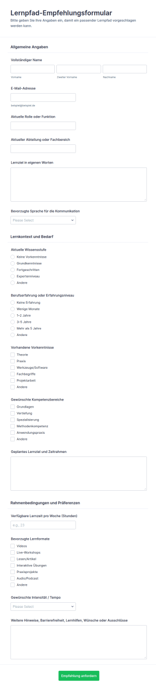 Empfehlung Für Lernpfade Survey