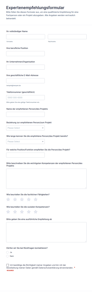Empfehlungsabfrage Für Experten