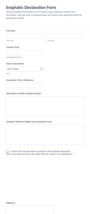 Emphatic Declaration Form Template