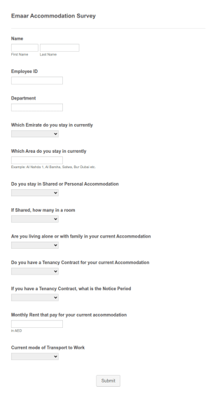 Employee Accommodation Form Template