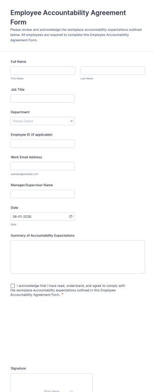Employee Accountability Agreement Form Template