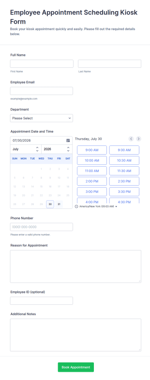 Employee Appointment Scheduling Kiosk Form Template