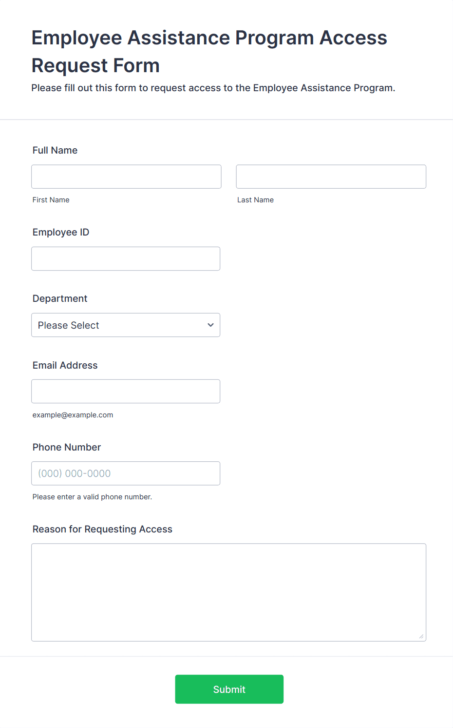Employee Assistance Program Access Request Form Template | Jotform