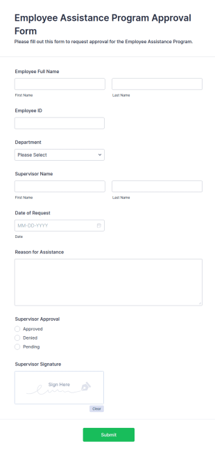 Employee Assistance Program Approval Form Template