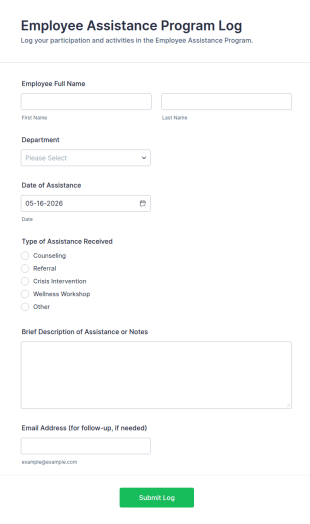 Employee Assistance Program Log Form Template