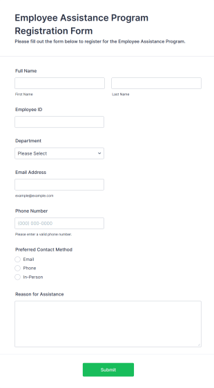 Employee Assistance Program Registration Form Template