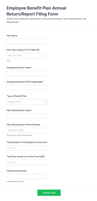 Employee Benefit Plan Annual Return Form Template