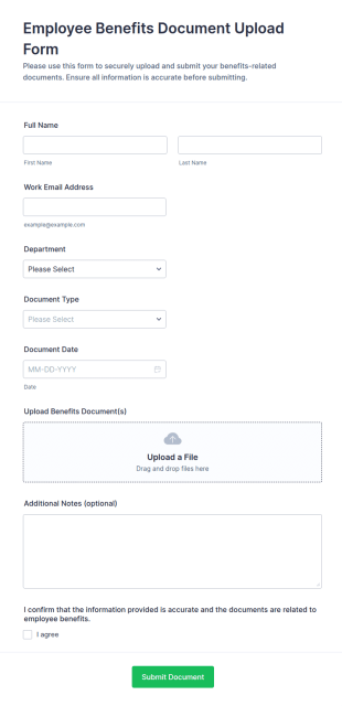 Employee Benefits Document Upload Form Template