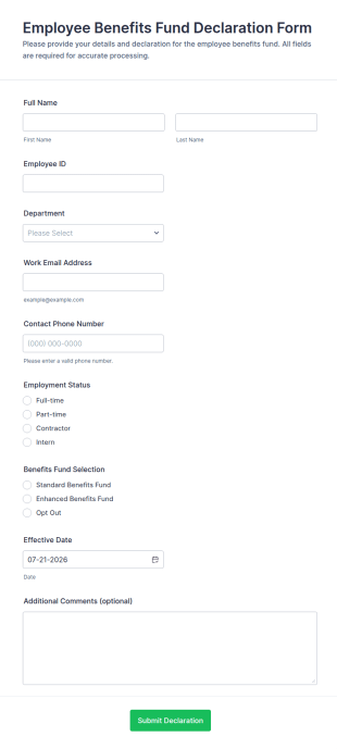 Employee Benefits Fund Declaration Form Template