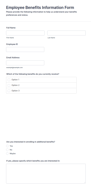Employee Benefits Information Form Template
