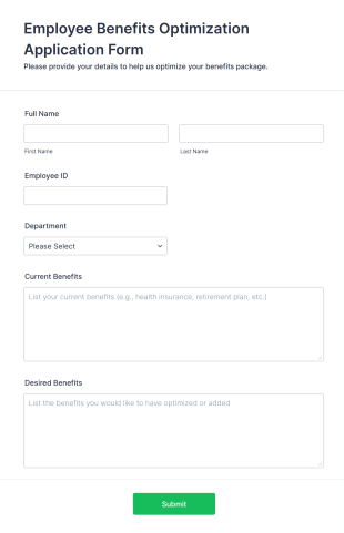 Employee Benefits Optimization Application Form Template
