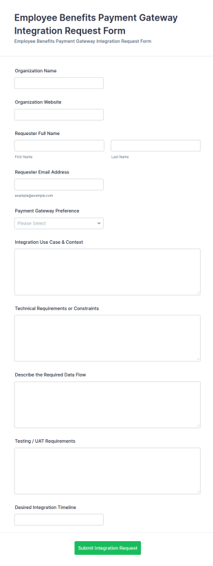Employee Benefits Payment Gateway Integration Request Form Template