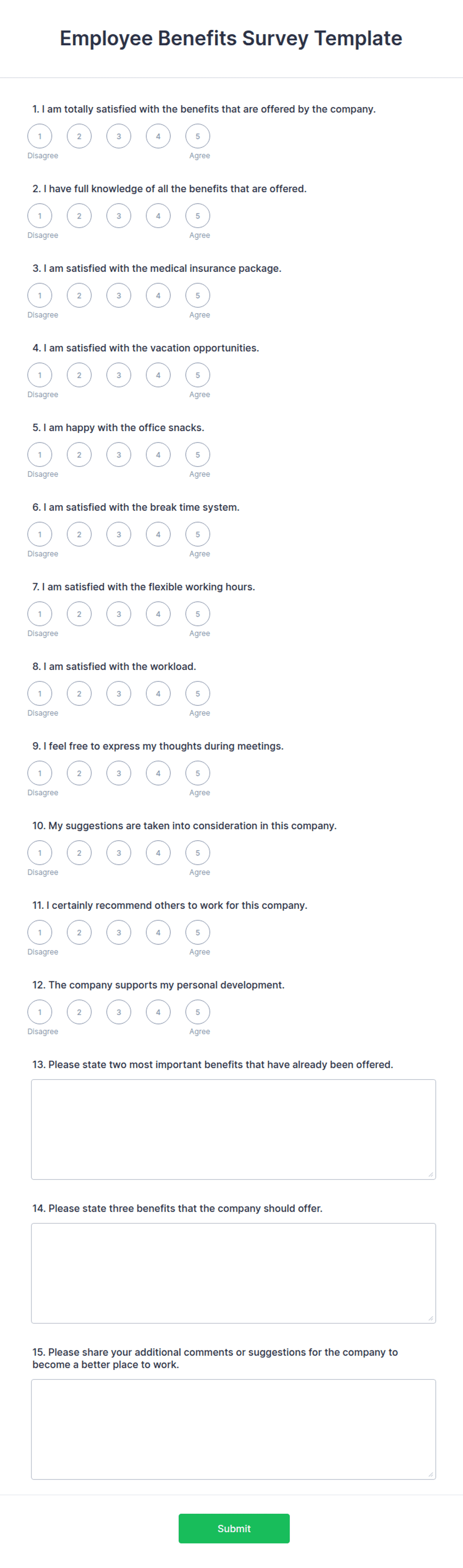Employee Benefits Survey Template Form Template Jotform