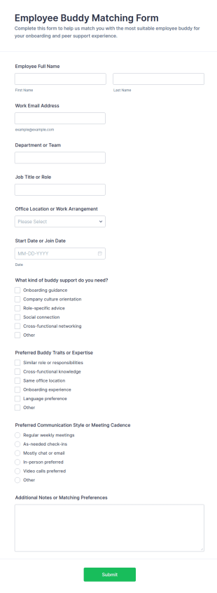 Employee Buddy Matching Form Template