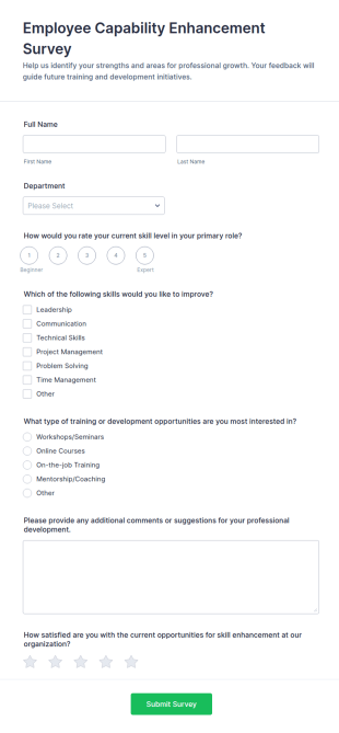 Employee Capability Enhancement Survey Form Template