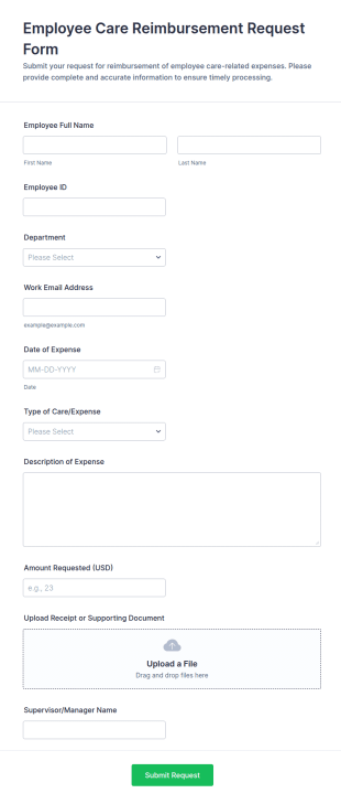 Employee Care Reimbursement Request Form Template
