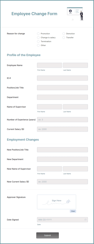 Employee Change Form Template