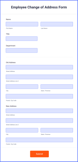 Employee Change Of Address Form Template
