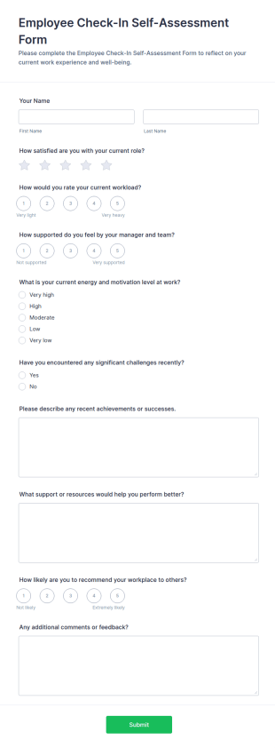 Employee Check In Self Assessment Form Template