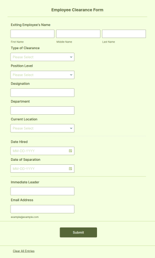 Employee Clearance Form Template