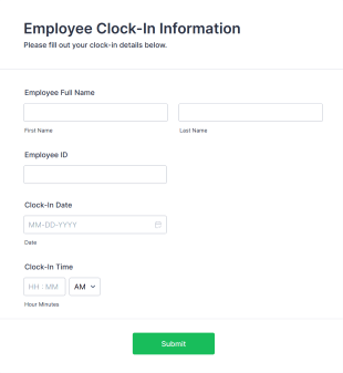 Employee Clock In Form Template
