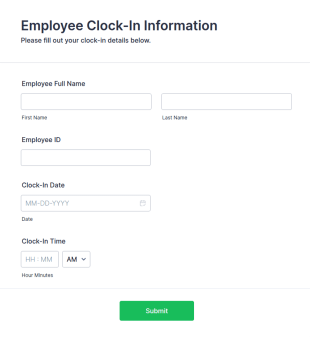 Employee Clock In Form Template