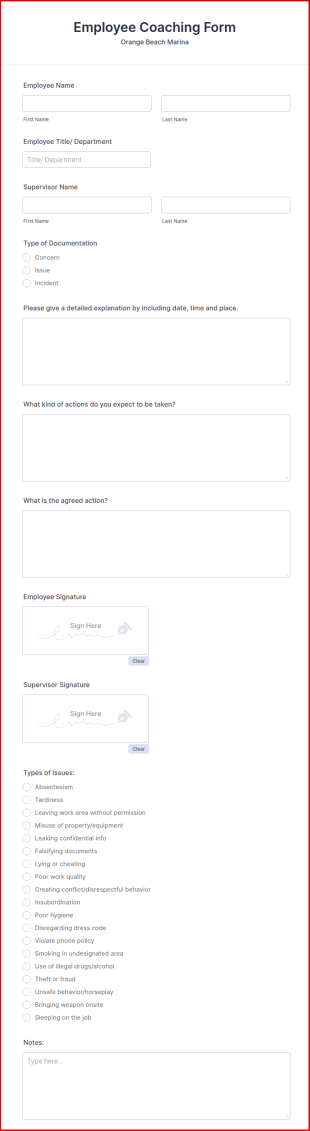Employee Coaching Form OBM 2021