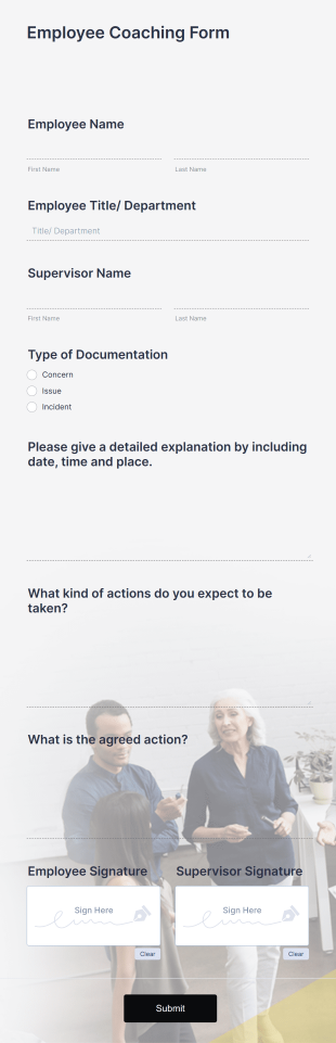 Employee Coaching Form Template