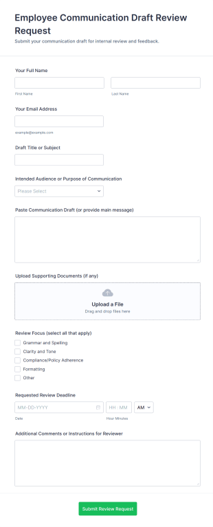 Employee Communication Draft Review Request Form Template