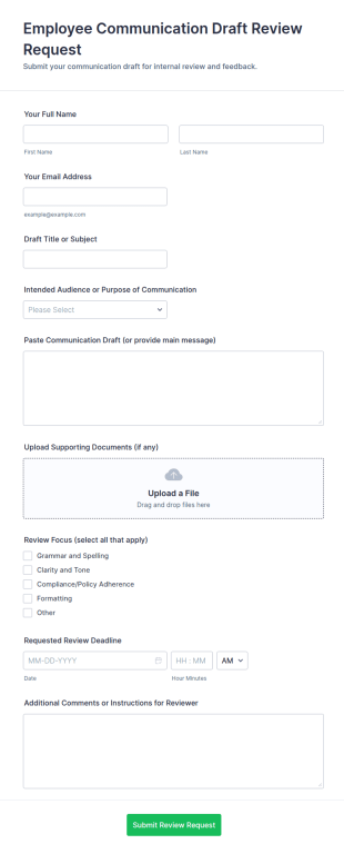 Employee Communication Draft Review Request Form Template