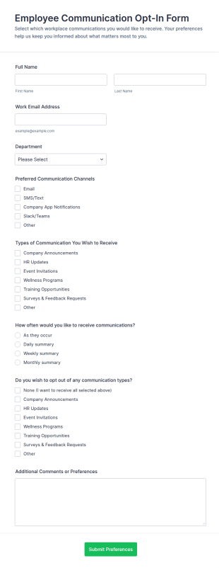 Employee Communication Opt In Form Template