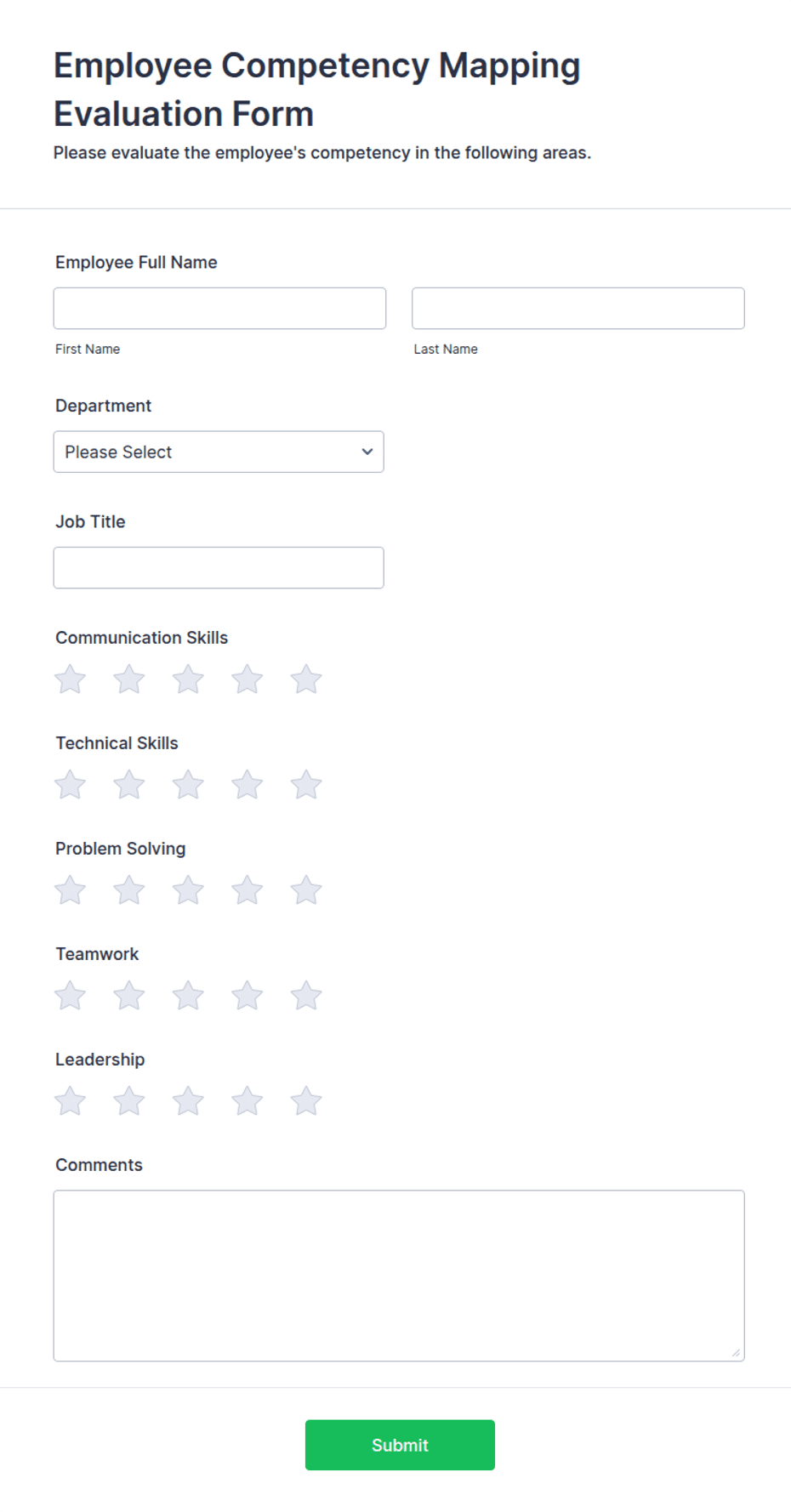 Employee Competency Mapping Evaluation Form Template | Jotform