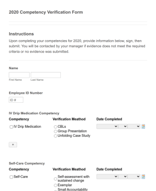 Employee Competency Verification Form Template