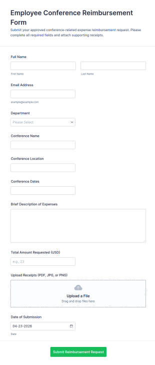 Employee Conference Reimbursement Form Template