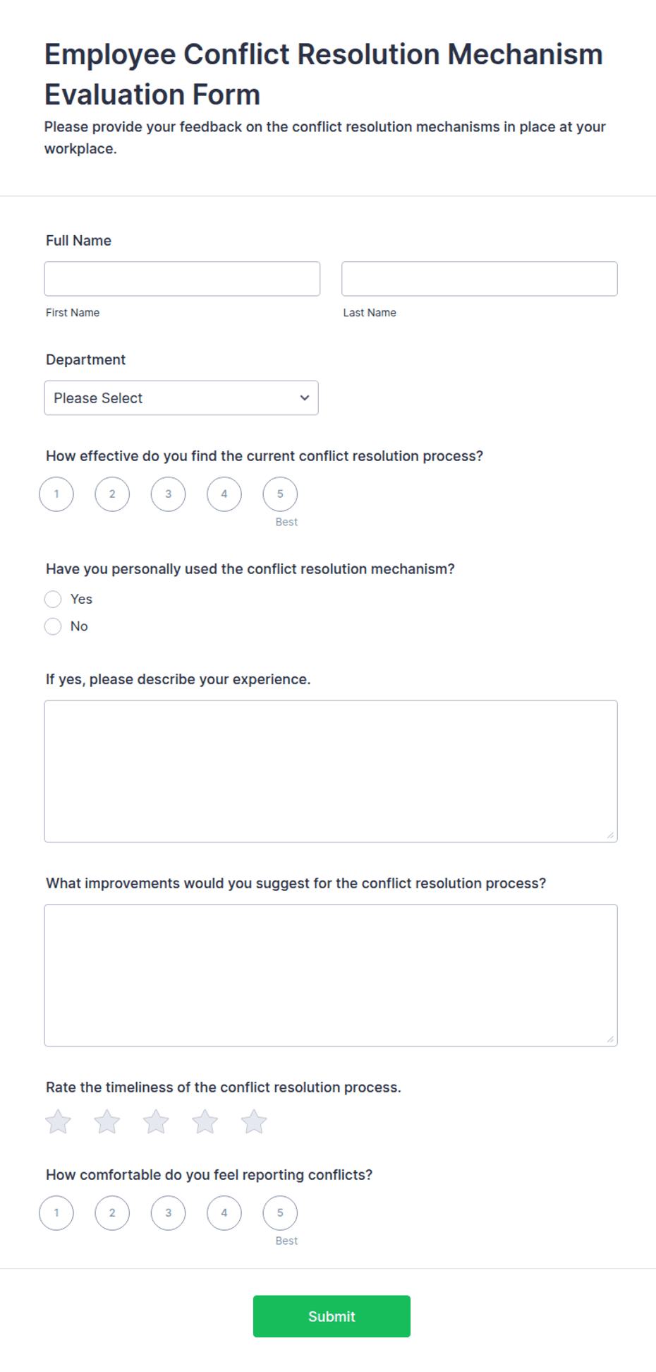 Conflict Resolution Form.pdf Employee Conflict Resolution Evaluation Form Template | Jotform