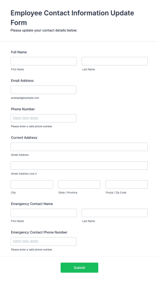 Employee Contact Information Update Form Template