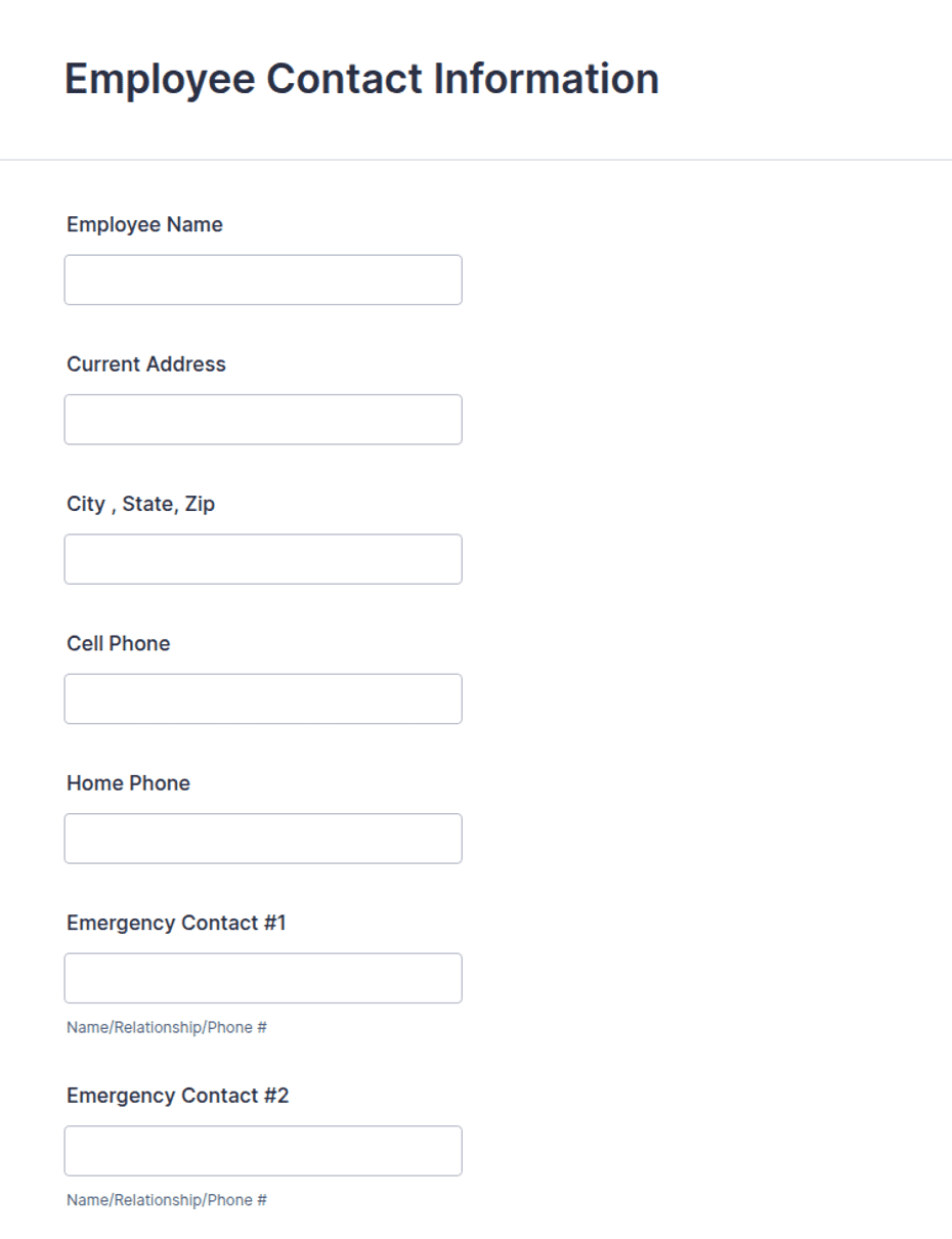 Employee Contact Form Examples Employee Contact Information Form Template | Jotform