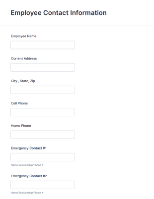 Employee Contact Information Form Template