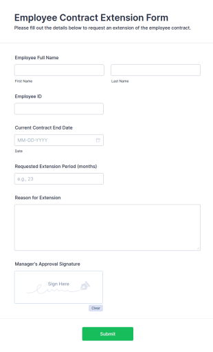 Employee Contract Extension Form Template