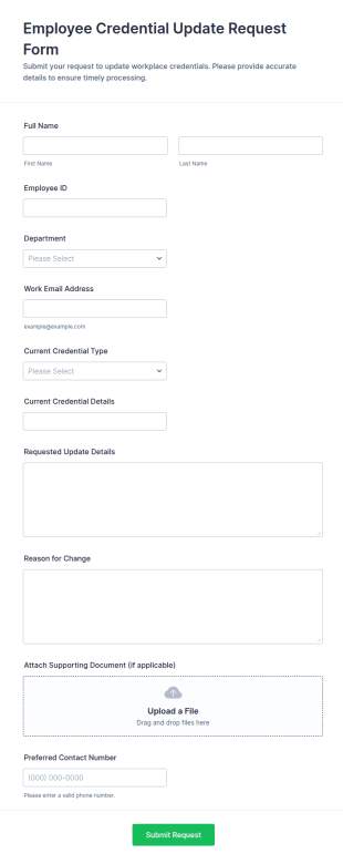 Employee Credential Update Request Form Template