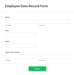 Employee Data Record Form Template