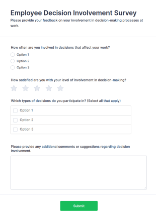 Employee Decision Involvement Survey Form Template