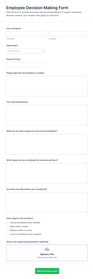 Employee Decision Making Form Template